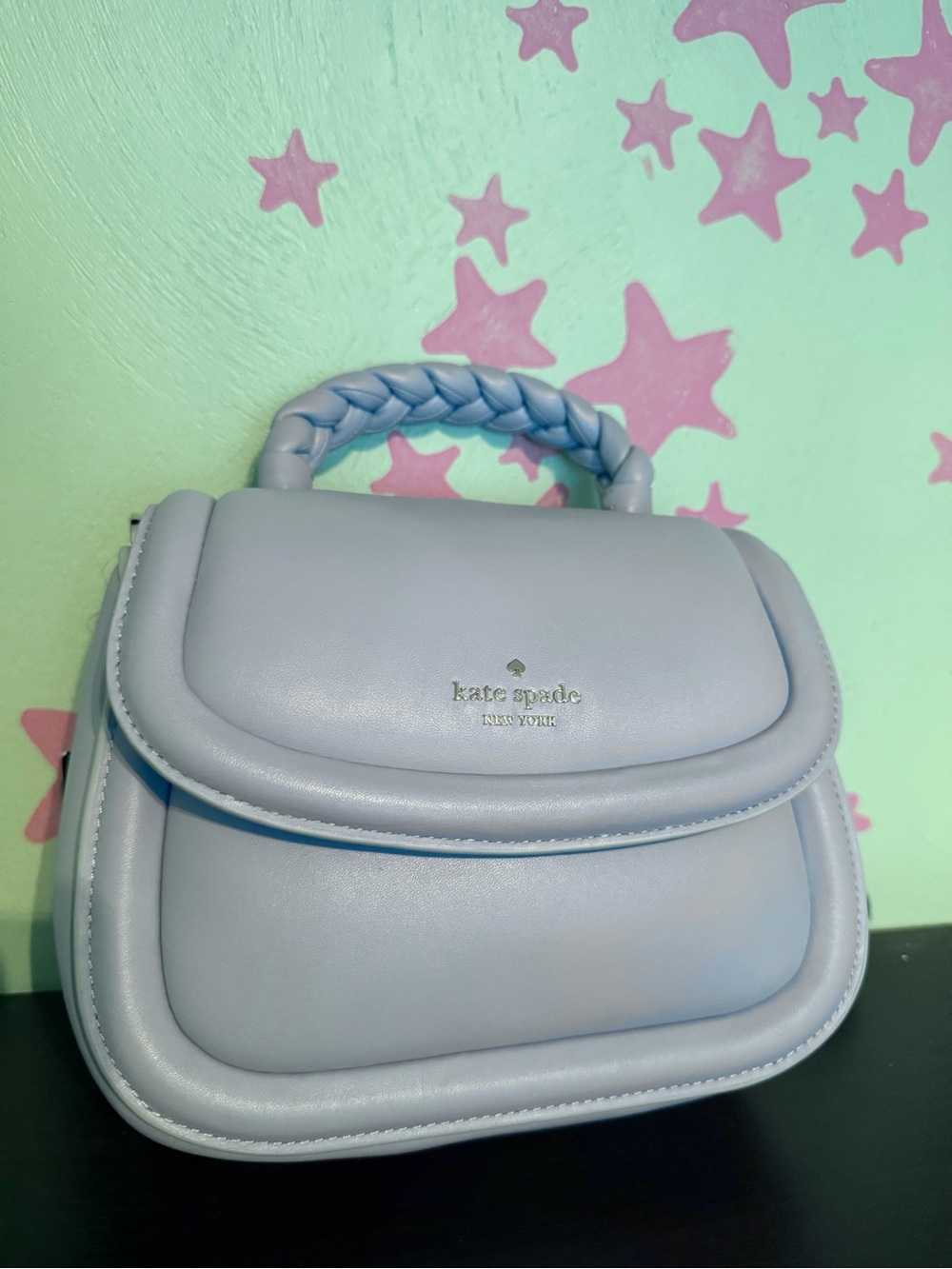 Kate Spade Powder Blue Spring Braided-Handle Crossbody Purse